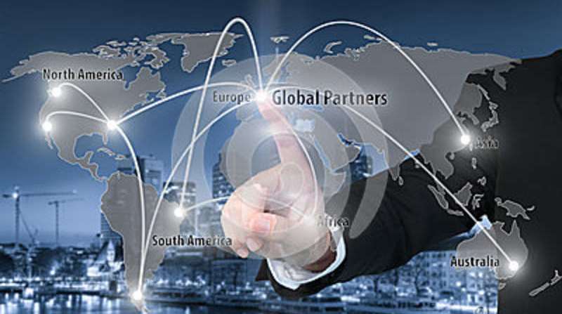 mapa da conexão de relação de irtual da parceria global 76725452